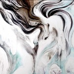Symbiosis 1 : 12" x 12": Inks and kaolin clay on clayboard : Detail