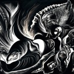 The Gift : 55" x 36" : Inks, kaolin clay on clayboard